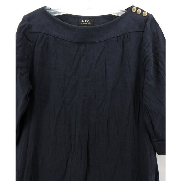 APC Dress Medium Rue Madame Paris Linen Blend Shift Boat Neck 38 * - Picture 2 of 12